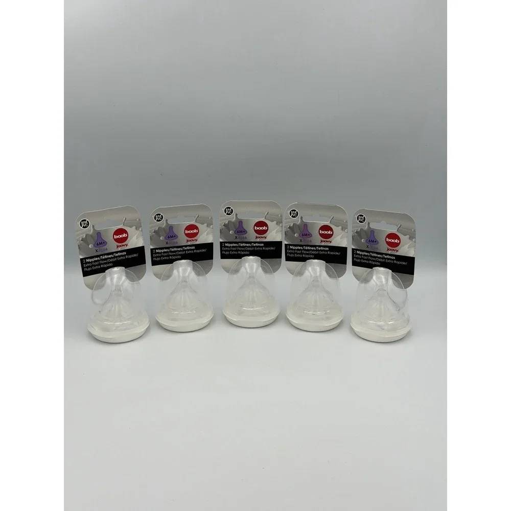 Joovy Boob Bottle Nipples Extra Fast Flow 6M+ Lot of 5 Packs BPA PVC Free